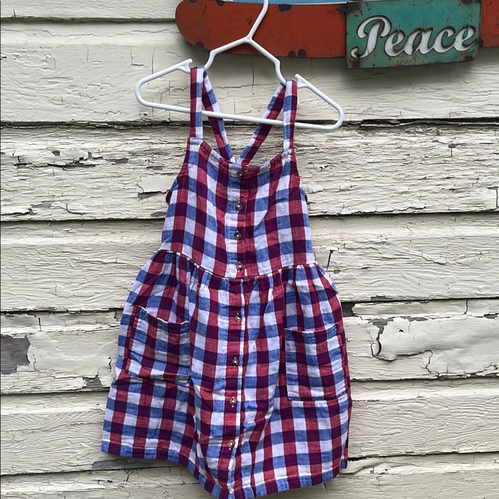 Kids Checkered Cotton Dress in Red and Blue Plaid
